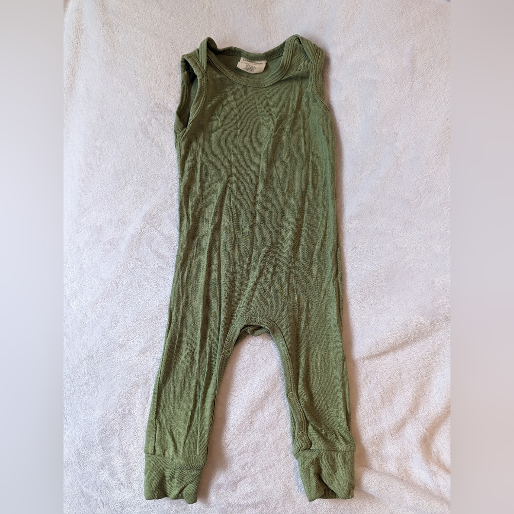 Spearmint love organic sleeveless romper sage 3-6mo